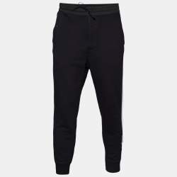 Y-3 Black Cotton Knit Contrast Detail Joggers S