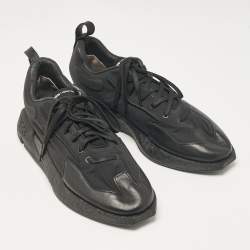 Y-3 Black Leather and Nylon Low Top Sneakers Size 42.5