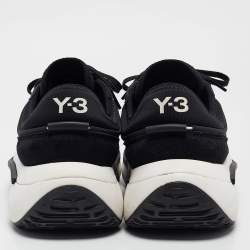 Y-3 x Adidas Black Fabric and Suede Low Top Sneakers Size 44