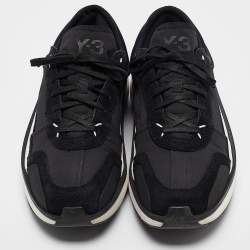 Y-3 x Adidas Black Fabric and Suede Low Top Sneakers Size 44