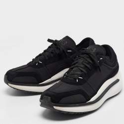 Y-3 x Adidas Black Fabric and Suede Low Top Sneakers Size 44