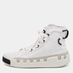 Y-3 White Leather and Nylon Kasabaru High Top Sneakers Size 42.5          