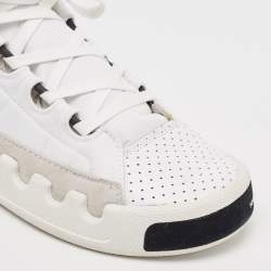 Y-3 White Leather and Nylon Kasabaru High Top Sneakers Size 42.5          