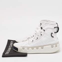 Y-3 White Leather and Nylon Kasabaru High Top Sneakers Size 42.5          