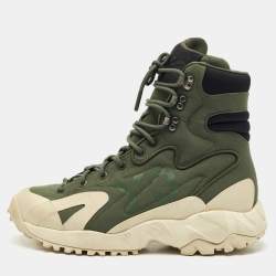 Y-3 x Adidas Shadow Green Fabric and Leather Notoma Sneakers Size 40