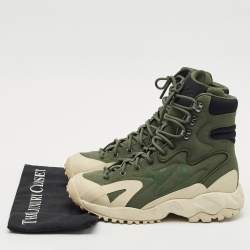Y-3 x Adidas Shadow Green Fabric and Leather Notoma Sneakers Size 40