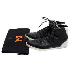 Pre Owned Y-3 x adidas Yojhi Yamamoto Black/White Leather And Suede Honja High Top Sneakers Size 41 1/3