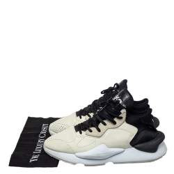 Adidas Y-3 Cream/Black Leather And Fabric Kaiwa Low Top Sneakers Size 44 2/3