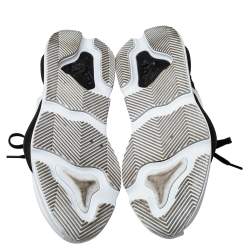 Y-3 White/Black Leather And Stretch Fabric Kaiwa Sneakers Size 43 1/3