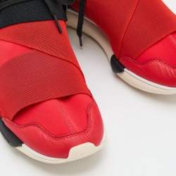 Adidas Y-3 Red/Black Neoprene And Leather Qasa High Top Sneakers Size 42