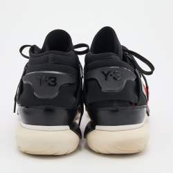 Adidas Y-3 Red/Black Neoprene And Leather Qasa High Top Sneakers Size 42