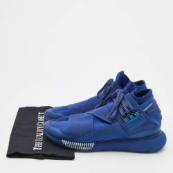 Adidas Y-3 Blue Neoprene And Leather Qasa High Top Sneakers Size 42