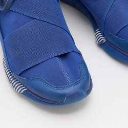 Adidas Y-3 Blue Neoprene And Leather Qasa High Top Sneakers Size 42