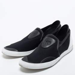 Y-3 Black Fabric and Leather Slip on Sneakers Size 42 2/3