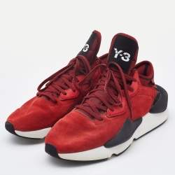 Y-3 Red/Black Suede and Fabric Kaiwa Sneakers Size 43.5