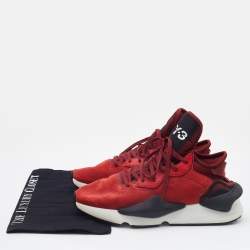 Y-3 Red/Black Suede and Fabric Kaiwa Sneakers Size 43.5