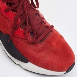 Y-3 Red/Black Suede and Fabric Kaiwa Sneakers Size 43.5