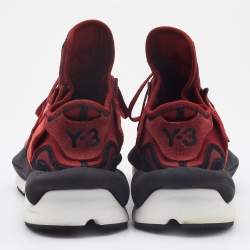 Y-3 Red/Black Suede and Fabric Kaiwa Sneakers Size 43.5