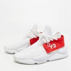 Y-3 White Knit Fabric Low Top Sneakers Size 42.5