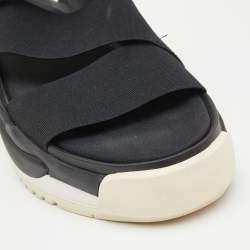 Y-3 Black Elastic Slingback Flat Sandals Size 46