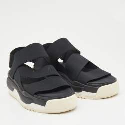 Y-3 Black Elastic Slingback Flat Sandals Size 46