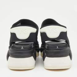 Y-3 Black Elastic Slingback Flat Sandals Size 46