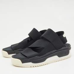 Y-3 Black Elastic Slingback Flat Sandals Size 46