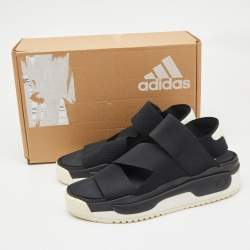 Y-3 Black Elastic Slingback Flat Sandals Size 46