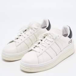 Y-3 White/Black Leather Yohji Star Low-Top Sneakers Size 42 2/3