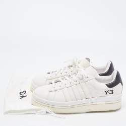 Y-3 White/Black Leather Yohji Star Low-Top Sneakers Size 42 2/3