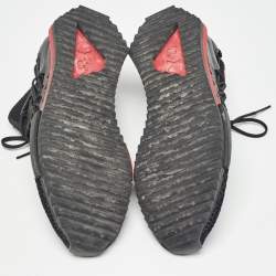Adidas Y-3 Black Knit Fabric and Leather Harigane Black Chili Pepper Sneakers Size 42