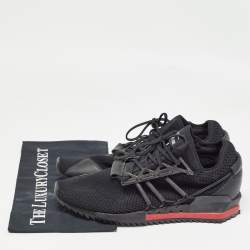Adidas Y-3 Black Knit Fabric and Leather Harigane Black Chili Pepper Sneakers Size 42