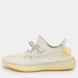 Yeezy x Adidas Cream Knit Fabric Boost 350 V2 "Light" Low Top Sneakers Size 45 1/3