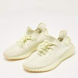 Yeezy x Adidas Light Yellow Knit Fabric Boost 350 V2 Butter Sneakers Size 42