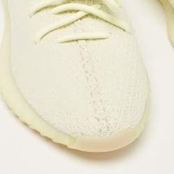 Yeezy x Adidas Light Yellow Knit Fabric Boost 350 V2 Butter Sneakers Size 42