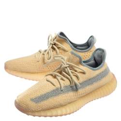 Yeezy x Adidas Beige/Grey Knit Fabric Boost 350 V2 Linen Sneakers Size 41 1/3