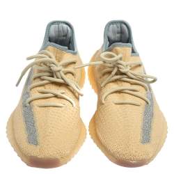 Yeezy x Adidas Beige/Grey Knit Fabric Boost 350 V2 Linen Sneakers Size 41 1/3