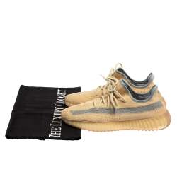Yeezy x Adidas Beige/Grey Knit Fabric Boost 350 V2 Linen Sneakers Size 41 1/3