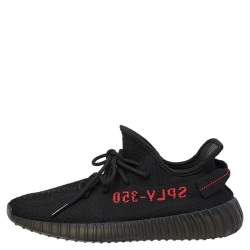 Adidas Yeezy Boost 350 V2 Black/Red Knit Fabric Lace Up Sneaker Size 42.5