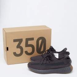 Pre Owned Yeezy x Adidas Black Knit Fabric Boost 350 V2 Cinder Sneakers Size 43 1/3