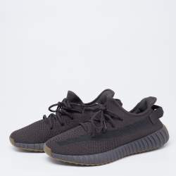 Pre Owned Yeezy x Adidas Black Knit Fabric Boost 350 V2 Cinder Sneakers Size 43 1/3