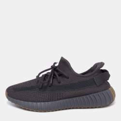 Pre Owned Yeezy x Adidas Black Knit Fabric Boost 350 V2 Cinder Sneakers Size 43 1/3