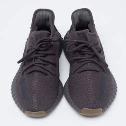 Pre Owned Yeezy x Adidas Black Knit Fabric Boost 350 V2 Cinder Sneakers Size 43 1/3