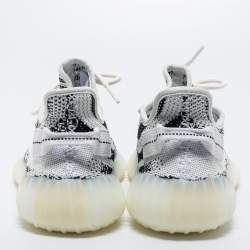مملوكة مسبقًا Yeezy x Adidas White/Black Knit Fabric Boost 350 V2 Zebra Sneakers Size 42