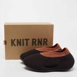 Pre Owned Yeezy x Adidas Brown Knit Fabric RNR Stone Carbon Sneakers Size 43 1/3