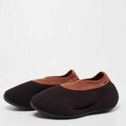 Pre Owned Yeezy x Adidas Brown Knit Fabric RNR Stone Carbon Sneakers Size 43 1/3