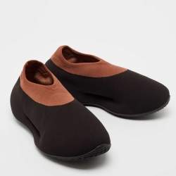 Pre Owned Yeezy x Adidas Brown Knit Fabric RNR Stone Carbon Sneakers Size 43 1/3