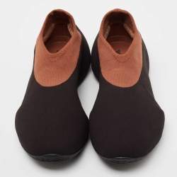 Pre Owned Yeezy x Adidas Brown Knit Fabric RNR Stone Carbon Sneakers Size 43 1/3