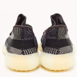 Pre Owned Yeezy x Adidas Black/Grey Knit Fabric Boost 350 V2 Carbon Sneakers Size 45 1/3