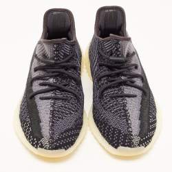 Pre Owned Yeezy x Adidas Black/Grey Knit Fabric Boost 350 V2 Carbon Sneakers Size 45 1/3